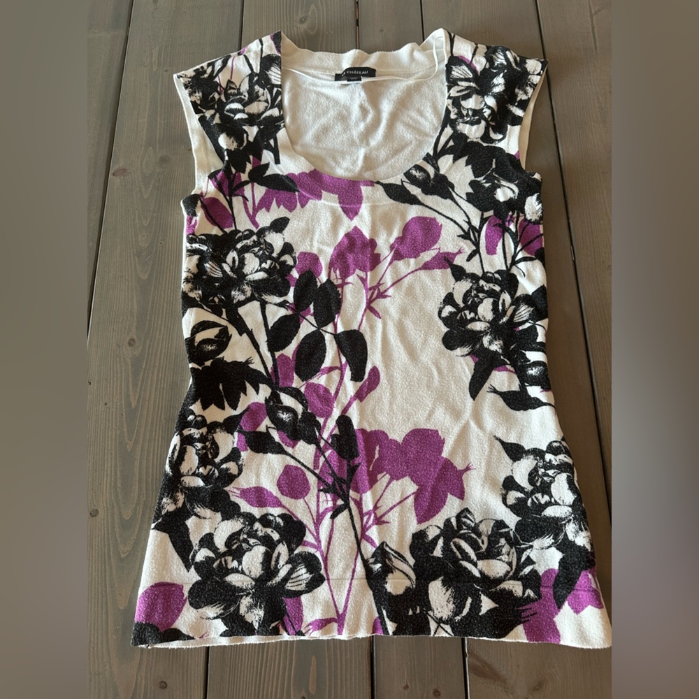 Le Chateau sweater - size small - black, magenta and white